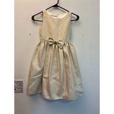 Special Editions Formal Dress Girls Size 8 Tea Length Gold Bow Decor Tie back