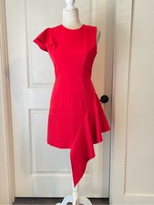 Milly Side Fluter Cocktail red Dress Sz 02