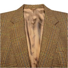 Bespoke Ermenegildo Zegna Sport Coat 46L Wool Cashmere Mustard Glen Plaid