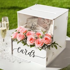 White Card Box W/ Slot Wedding Card Boxes Reception W/ Flower Trough Elegant