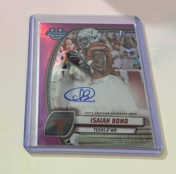 2024 Bowman Chrome University Isaiah Bond Fuchsia Auto 117/150 Texas/Browns
