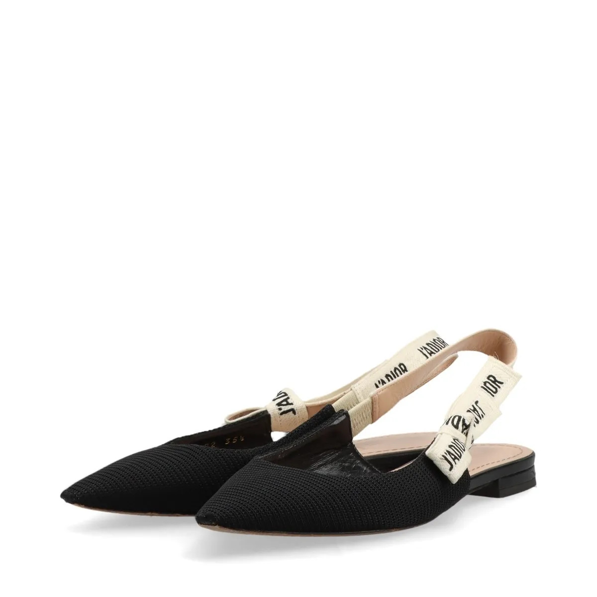 Christian Dior J'ADIOR Leather x fabric Flat Pumps 35.5 Ladies' Black x ivory SI thumbnail 5