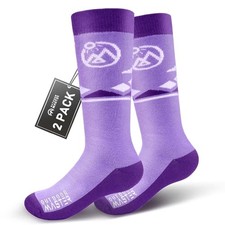 Merino Wool Ski Socks for Kids, Boys  Girls, Thermal Winter Small Z -Purple