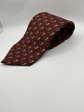 Brooks Brothers Makers Silk Tie Burgundy Horns All Over Print USA Made
