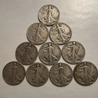 $5 Face-10 Walking Liberty Half Dollars 90% Silver Random Lot Coins Stock Pic
