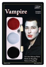 MEHRON TRI COLOR PALETTE GOTHIC VAMPIRE STAGE FACE PAINT MAKEUP COSTUME DD155