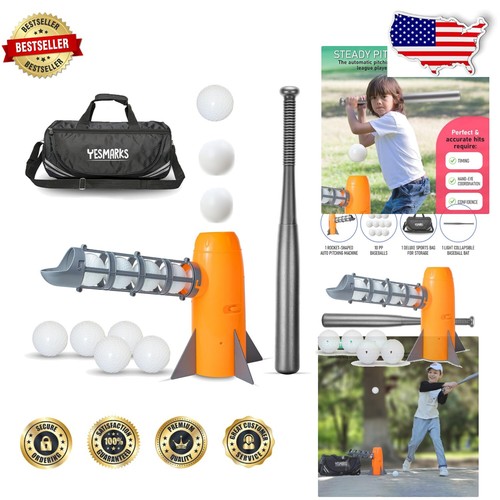 Lightweight Kids Auto Pitching Machine with 10 PP Balls - Sports Bag Included