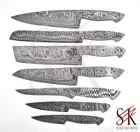 SET OF 7 Damascus Steel CHEF KITCHEN BLANK BLADES KNIFE MAKING Custom Ladder -26