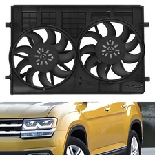 Radiator Dual Cooling Fan Assembly w/ Shroud for Volkswagen Atlas 2018-2023