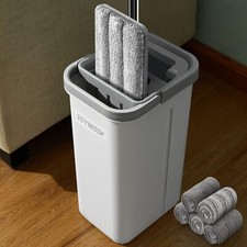 Mop and Bucket with Wringer Set, Hands Free Flat Floor Mop and Bucket