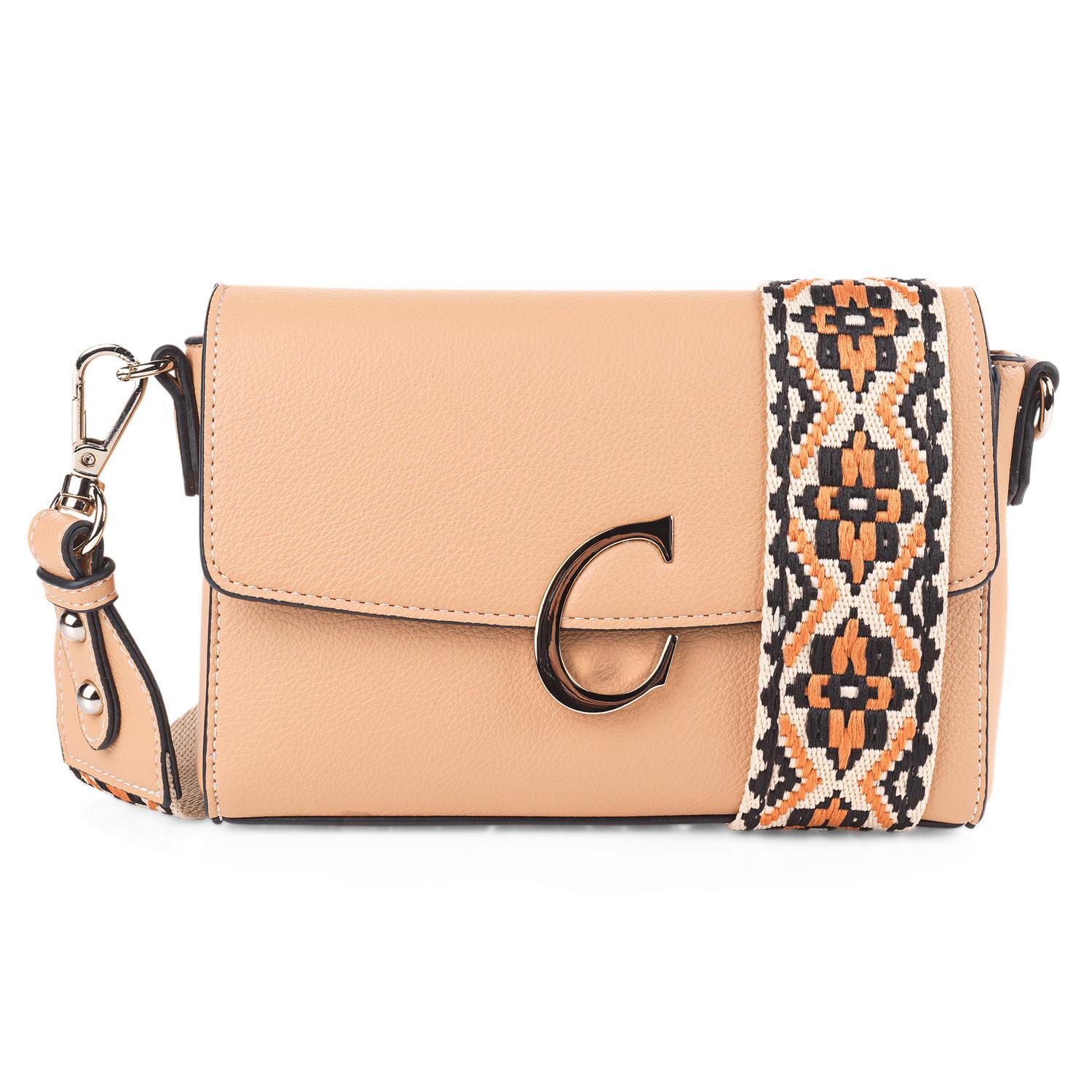 bolso bandolera con asas intercambiablesde marca Cimarron polipiel camel