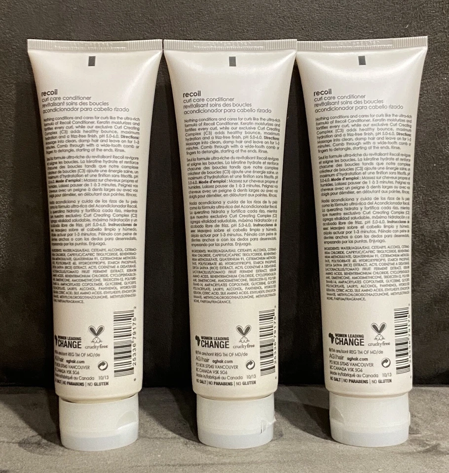 (3) PACK!!! AG CURL RECOIL CURL CARE CONDITIONER 6 OZ EACH - ORIGINAL TUBE - NEW - Image 2 of 2