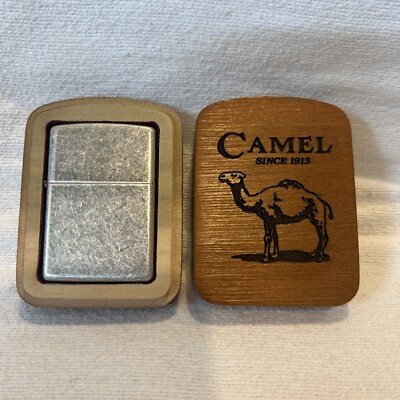 Vintage 1998 Camel Cigarettes Turkish & Domestic Blend Zippo Lighter Wood Case