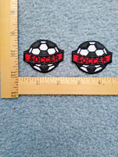 LOT OF 2 SOCCER BALL IRON ON PATCHES FREE SHIPPING