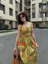 ZARA NWT WOMAN SS24 ZW COLLECTION PRINTED MIDI DRESS GREEN 2183/010