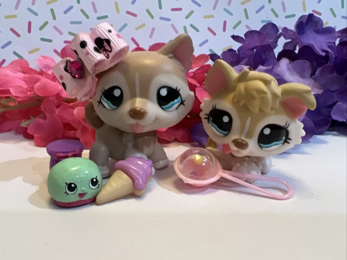 Authentic Littlest Pet Shop Lps 1012 1013 Husky Puppy Dog Mom And Baby Lot