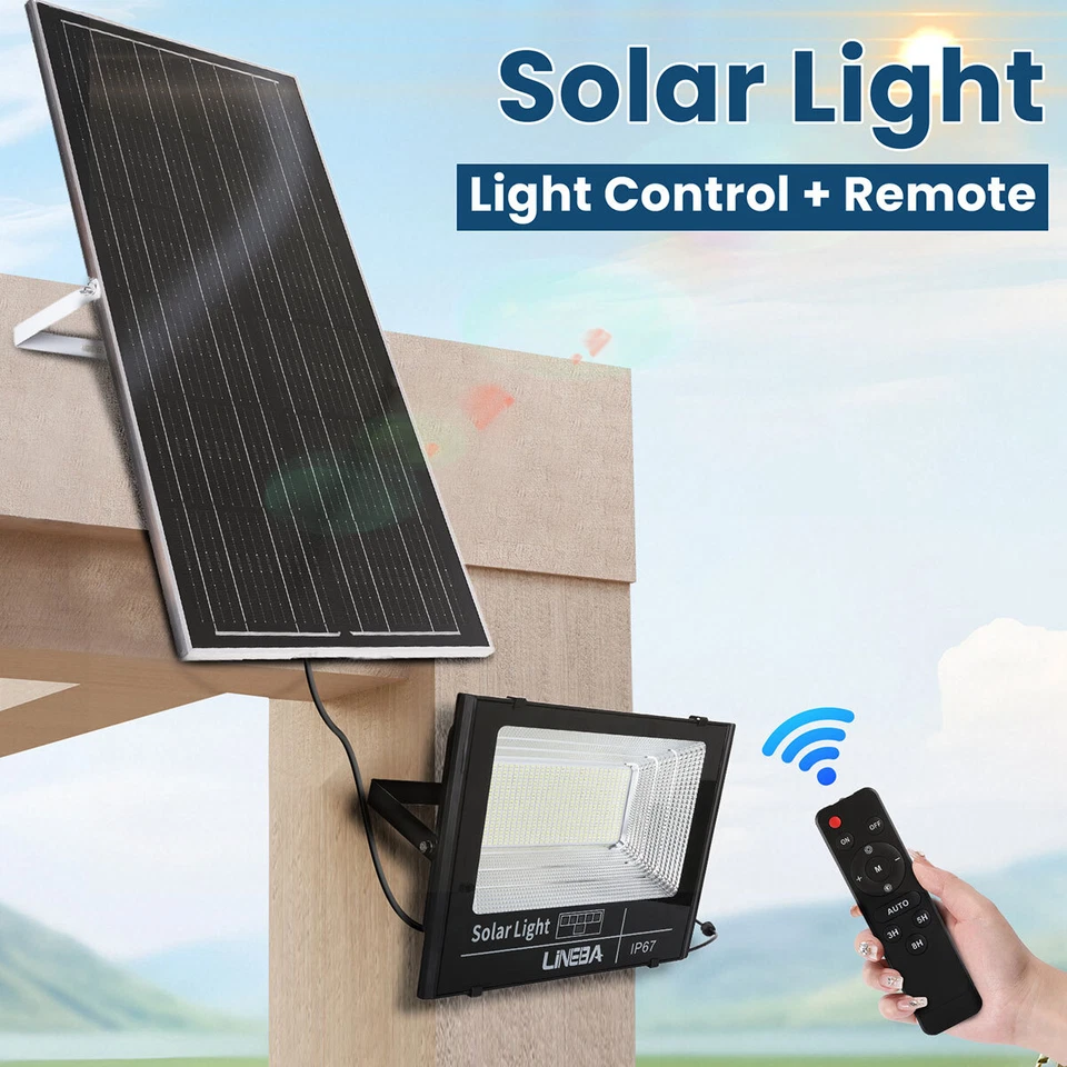 800W LED Solar Flood Light IP67 Dusk to Dawn 30AH Battery 35W Solar Panel+Remote - Image 3 of 4