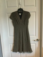 Ann Taylor Loft Women’s 8 short sleeve fully lined black circle pattern dress eu