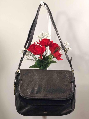 Double Flap Leather Crossbody Bag 