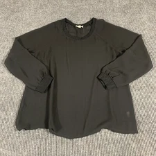 PLEIONE Top Womens Large Black Sheer Long Sleeve Lightweight See Through Blouse