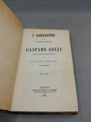 Einzelband L'OSSERVATORE Scritti Morali Gasparo Gozzi Schwalbe 1859