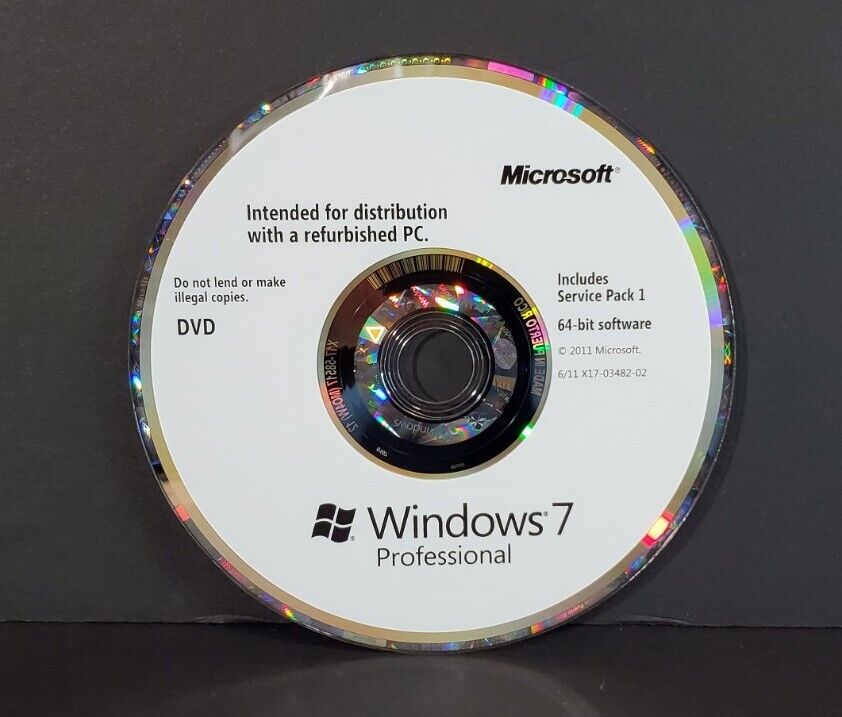Microsoft Windows 7 Professional w/SP1 64 Bit DVD 2011 Microsoft Windows 7 Professional w/SP1 64 Bit DVD 2011