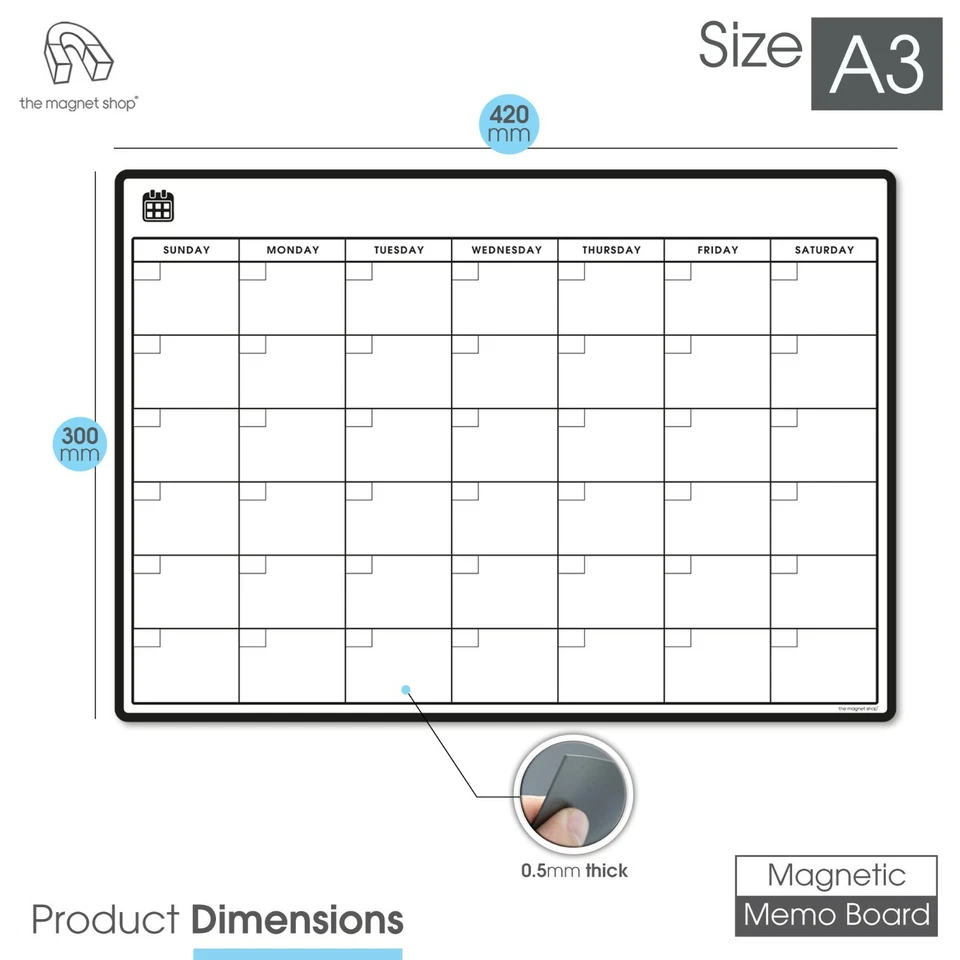 Magnetic Calendar + Dry Wipe Pens, Fridge Calendar or Monthly Planner Whiteboard - Image 4 of 4
