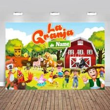 Custom THE FARM OF Name backdrop granja background Birthday photo booth Supplies