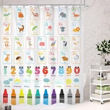 Alphabet ABC Kids Shower Curtain 60Wx72H 60"W x 72"L Pack of 1 01colorful