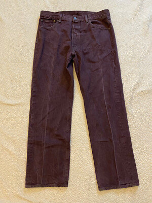 Levi's 501 Jeans 36x32* White Oak Cone Denim Men’s Burgundy Red Button Fly  *READ - Main Image