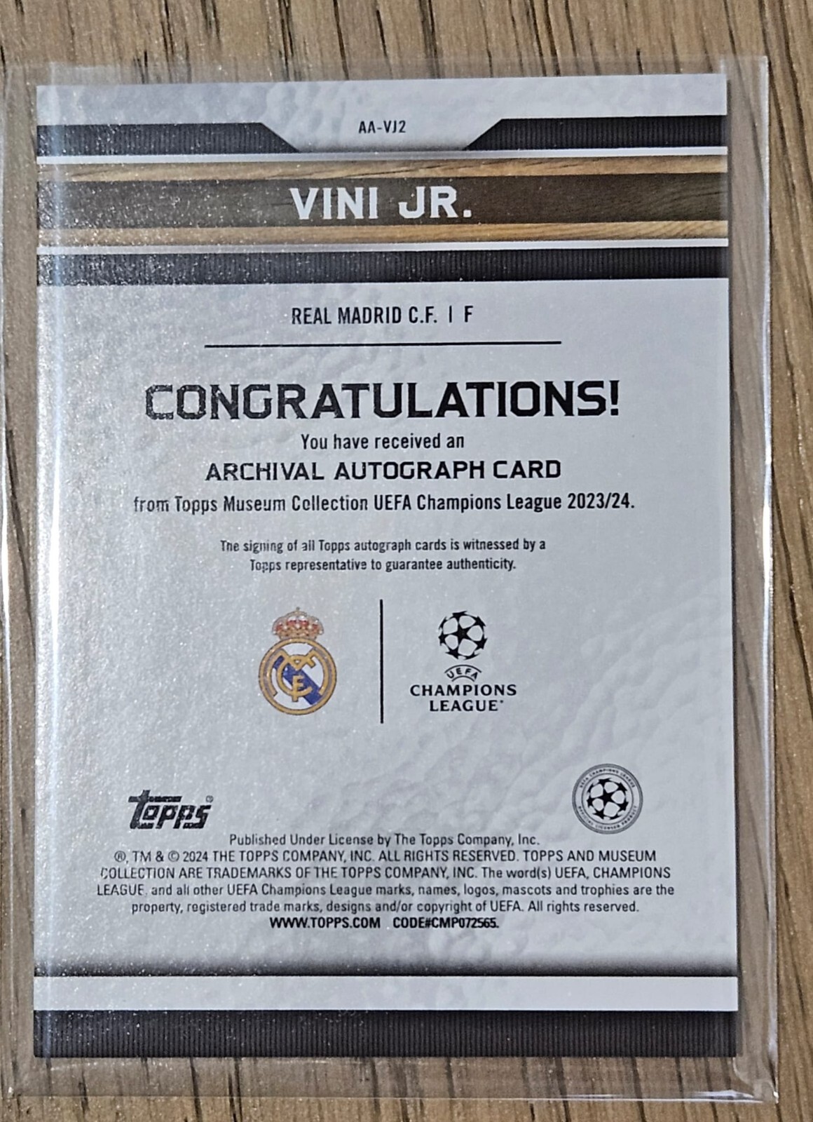2023-24 TOPPS MUSEUM COLLECTION VINI VINICIUS JR ARCHIVAL AUTO RED /25 MADRID ⭐ view 2