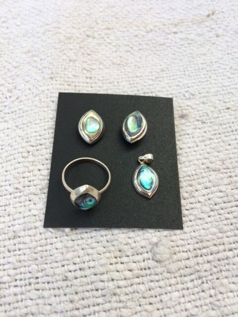Vintage New Stone Fitted Earrings Pendant & Ring 925 Sterling Silver Collectable Vintage New Stone Fitted Earrings Pendant & Ring 925 Sterling Silver Collectable