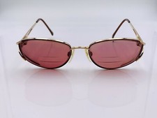 Vintage Marchon Tres Jolie 8 Gold Gray Metal Oval Sunglasses Japan FRAMES ONLY
