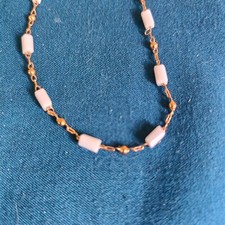 Childs Necklace white beads and coppered colored chain
