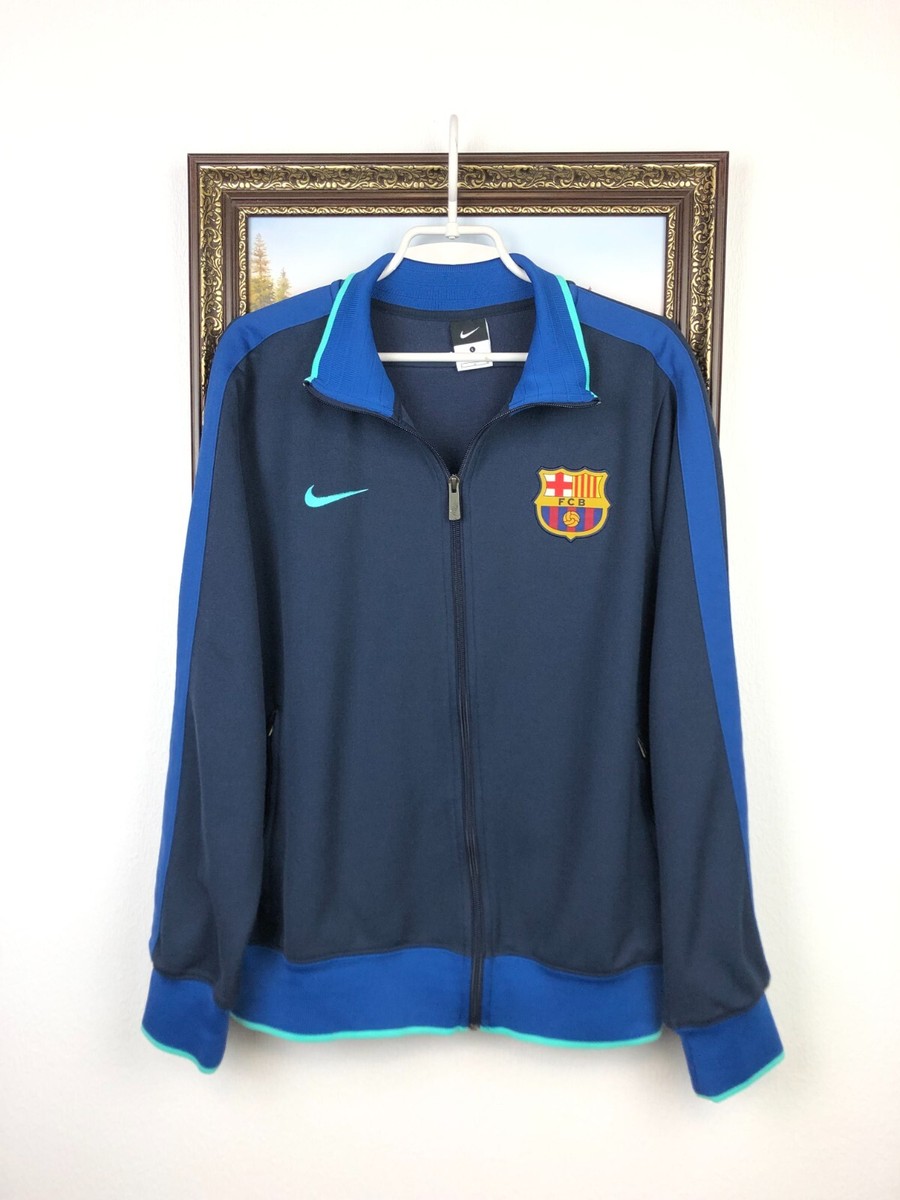 Nike FC Barcelona Football Jacket Soccer Track Top Mens Zip Rare