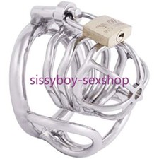New Male Chastity Device Stainless Steel Chastity Cage Lock Ring Padlock Shackle