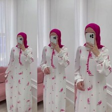 Spring Fresh Floral Design Long Dress Women Muslim Robe Islamic Arab Burqa Abaya