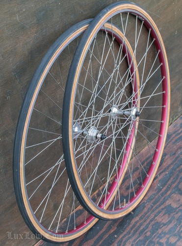 JUEGO DE RUEDAS de bicicleta de carretera Campagnolo Record 700c de colección bujes llantas Galli Top Ctit neumáticos - Imagen 12 de 12