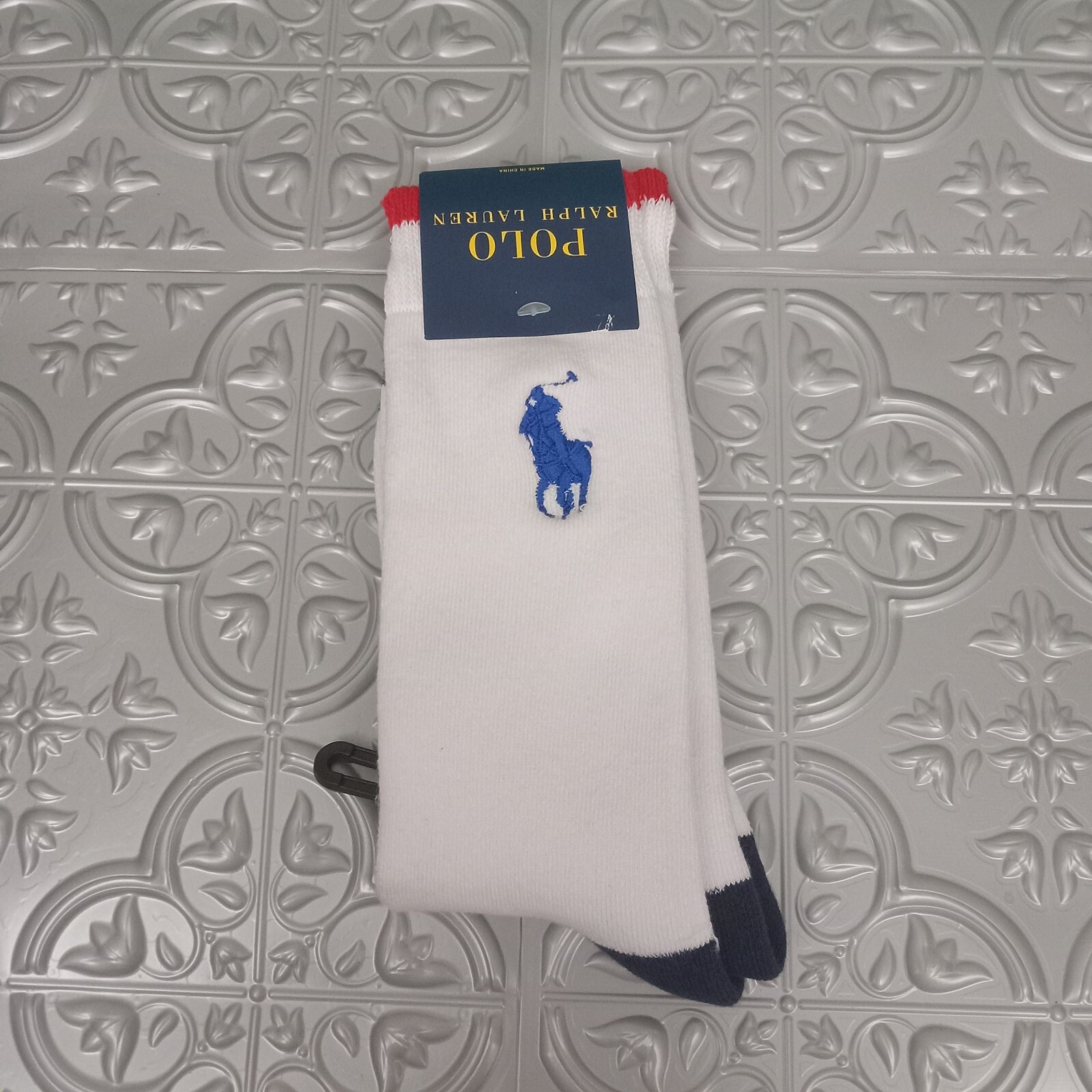 Polo Ralph Lauren Calze Piene Cuscino Completo Grandi Pony Da Uomo Large 10 13 Bianco Blu