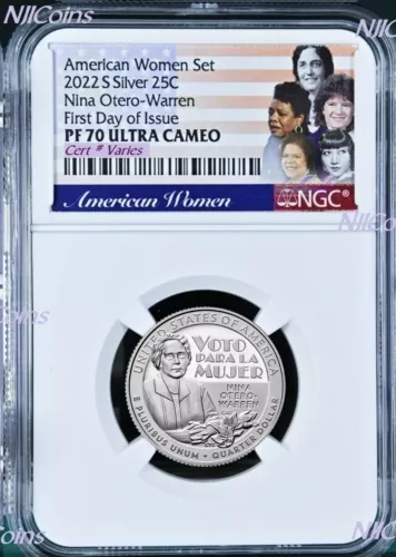 FDOI Silver 2022 S NGC American Women Nina Otero-Warren QUARTER coin PF70 FDI