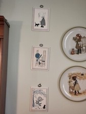 HOLLY HOBBIE PICTURE SET OF 3 VINTAGE FRAMED COUNTRY CHARM 6" X 8"