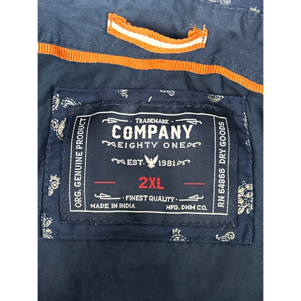 Company 81 2XL Men's Button Down Short Sleeve Paisley Blue White 100% Cotton - Image 4 of 4