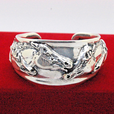 VINTAGE BEVERLY ZIMMER STERLING SILVER STUNNING HORSES PORTRAIT