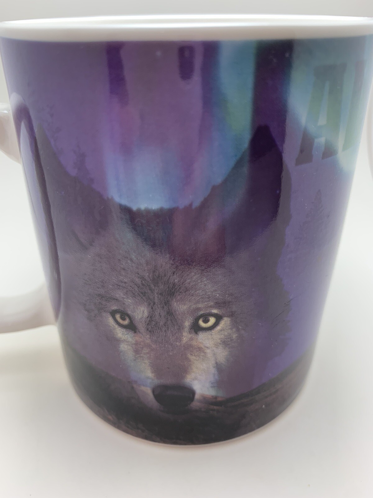 Artic Circle Enterprises Alaska Coffee Mug Wolf Wolves Northern Lights Pre-Owned