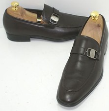 Salvatore Ferragamo 'Destin' Loafer Brown 7 D Calfskin Signature Bit Shoe 695