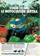 Publicité Advertising 119 1985  Staub  motoculteur  ST 300 bleus de France