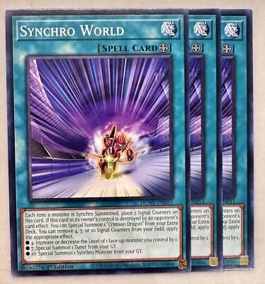 Yugioh! 3x Synchro World DUNE-EN051 Common 1st Ed NM