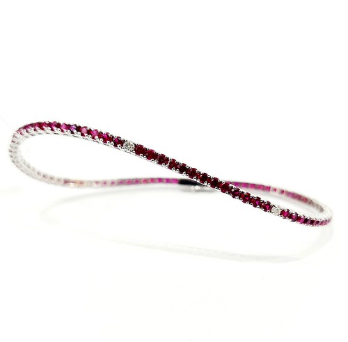 Bracciale Astralia Tennis rubini e Diamanti naturali in oro bianco 18 kt -750 - Foto 3 di 8
