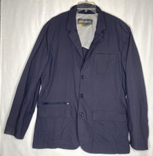 Eddie Bauer Travex Jacket Mens 44 4-Button Travel Blazer Stretch Slate Blue