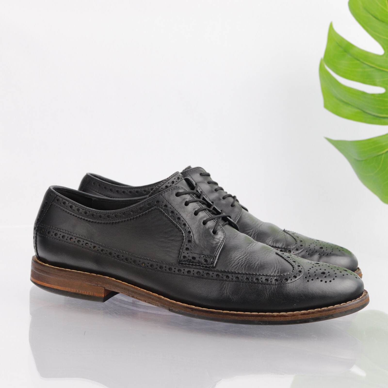 SAOLA Cole Haan Mens Oxford Size 12 M Wingtip Black Leather Brogue Derby Dress Shoe